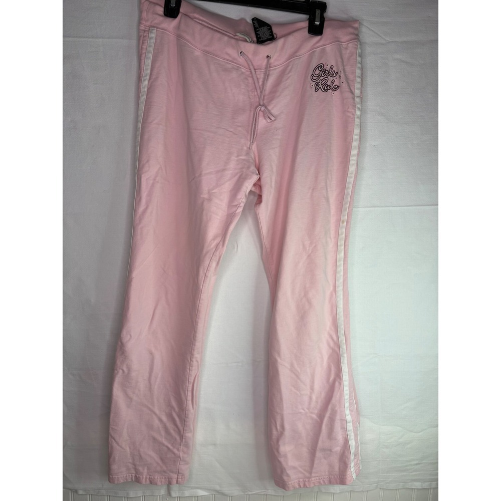 Arizona Jean Company Pink Girls Rule Y2K Sweatpants XL Side Stripe Cotton